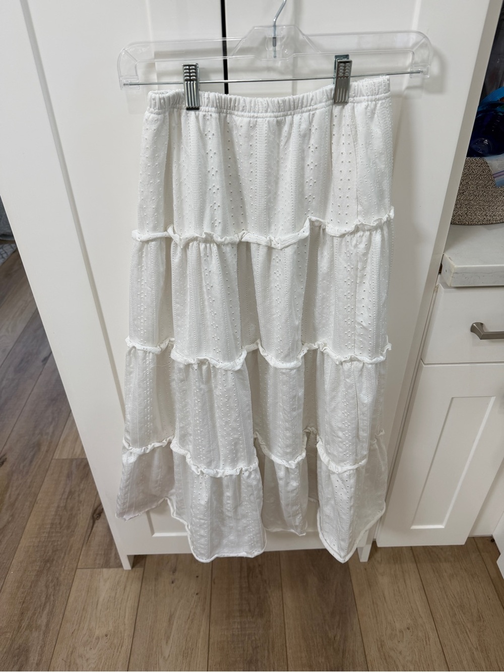 SHEIN White Tiered Eyelet Maxi Skirt